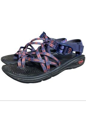 Chaco Womens ZVolv X2 Sandals Size 7 Adjustable Straps Vibram Sole Blue Orange